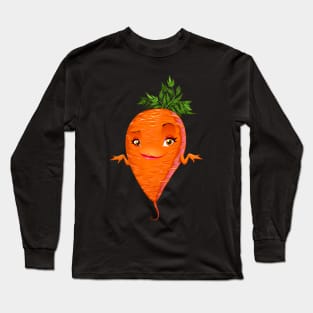 Cute Sassy Carrot Veggie Mascot Long Sleeve T-Shirt
